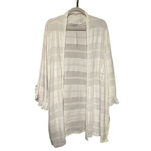 Eight Eight Eight Women's White Sheer Panel Bell Sleeve Cardigan Size 2X